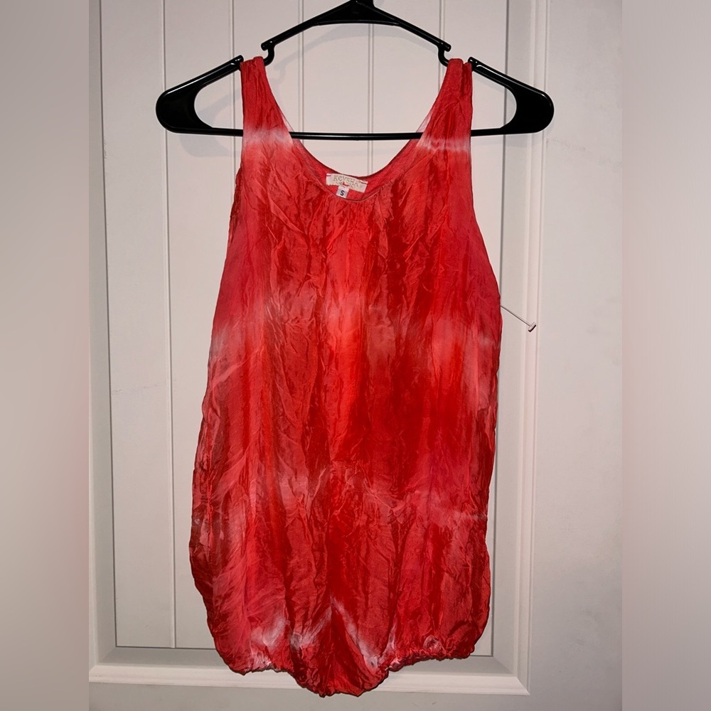 Keysha silk Sleeveless Blouson Top made in Italy orange Small